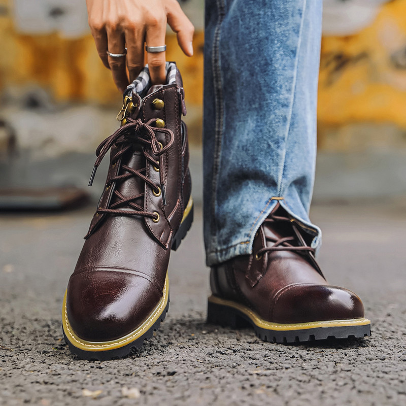 Men Shoes Oxford - Męskie skórzane buty, metalowe podwójne zamki