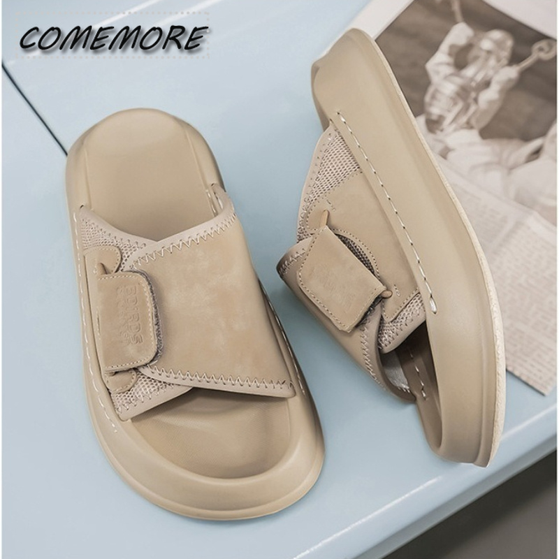 Men'S Shoes With Velcro - Comemore Męskie Klapki na Grubej Podeszwie