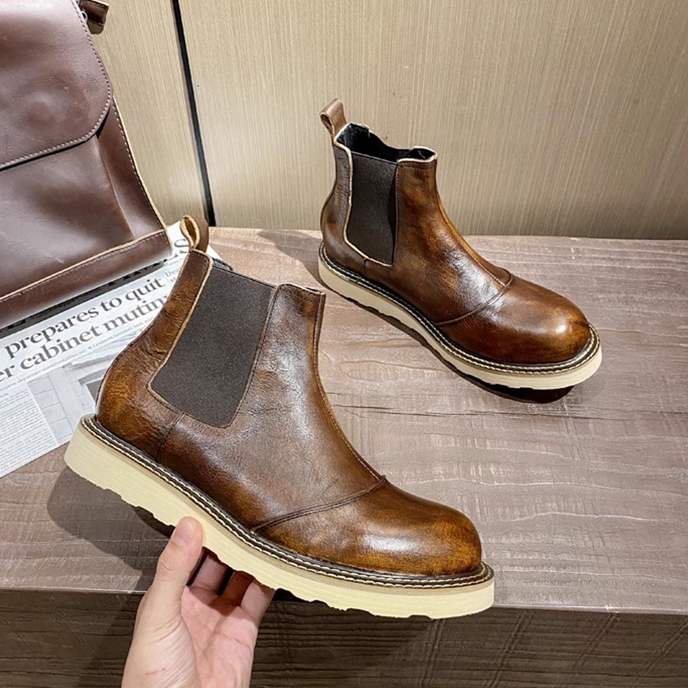 Men Shoes Oxford - Męskie buty Chelsea z prawdziwej skóry