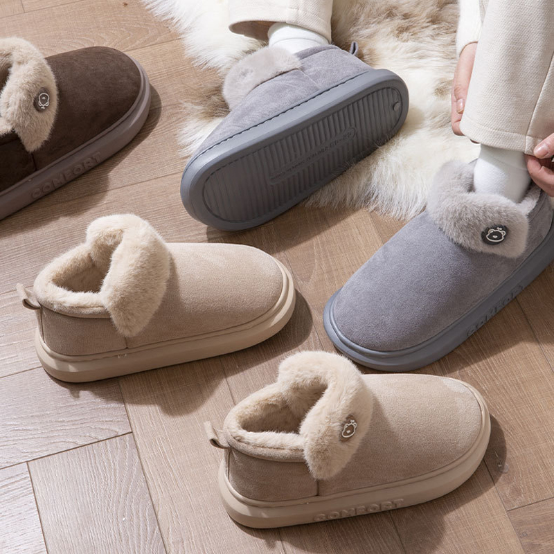 Men'S Shoes Grip - Damskie puszyste kapcie domowe zimowe ciepłe