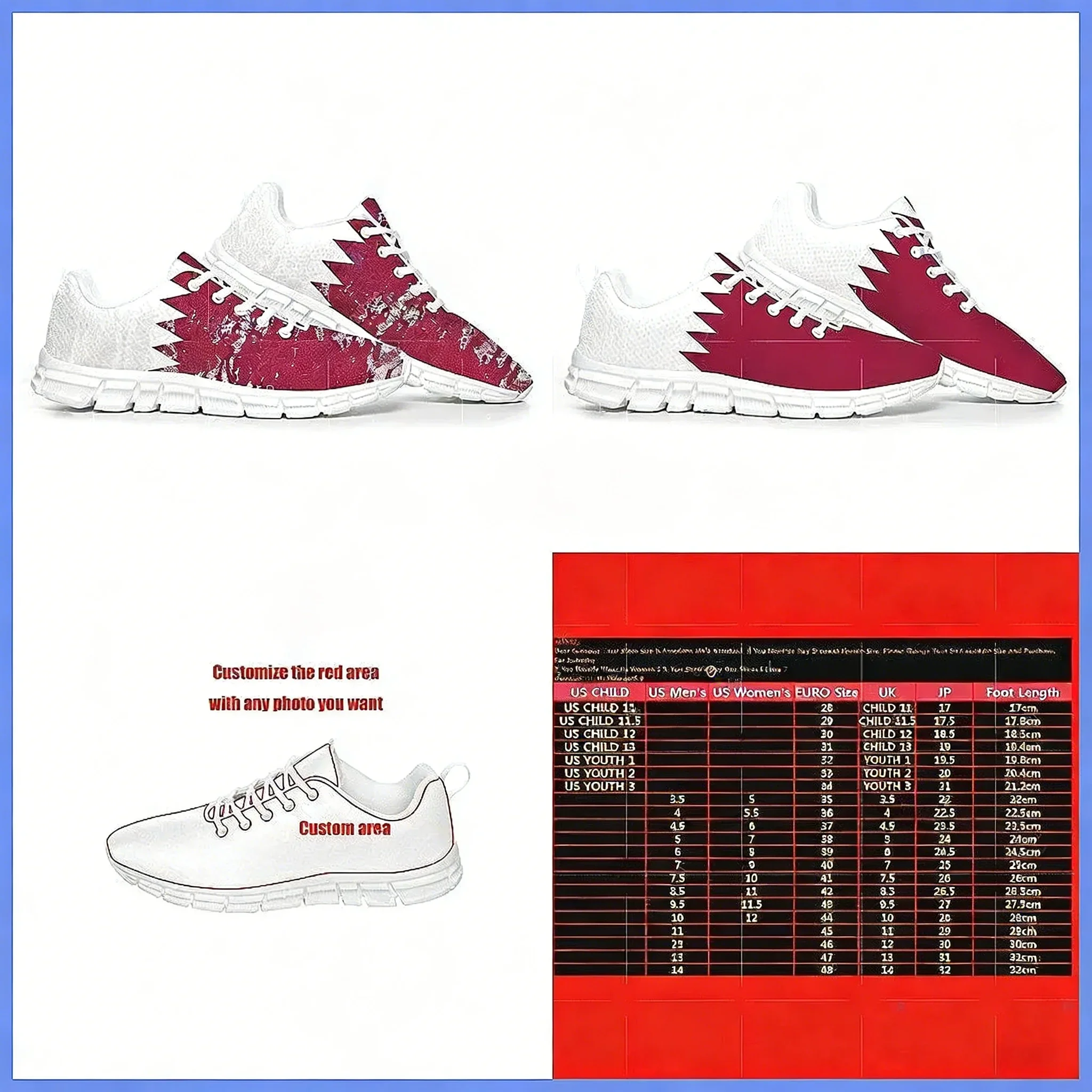 Men Shoes Qatar - Buty sportowe z flagą Kataru, personalizowane