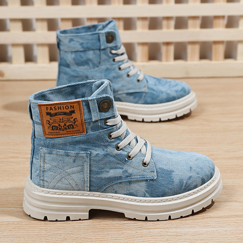 Men'S Shoes Grip - Zmywalne sneakersy typu high-top z denimu