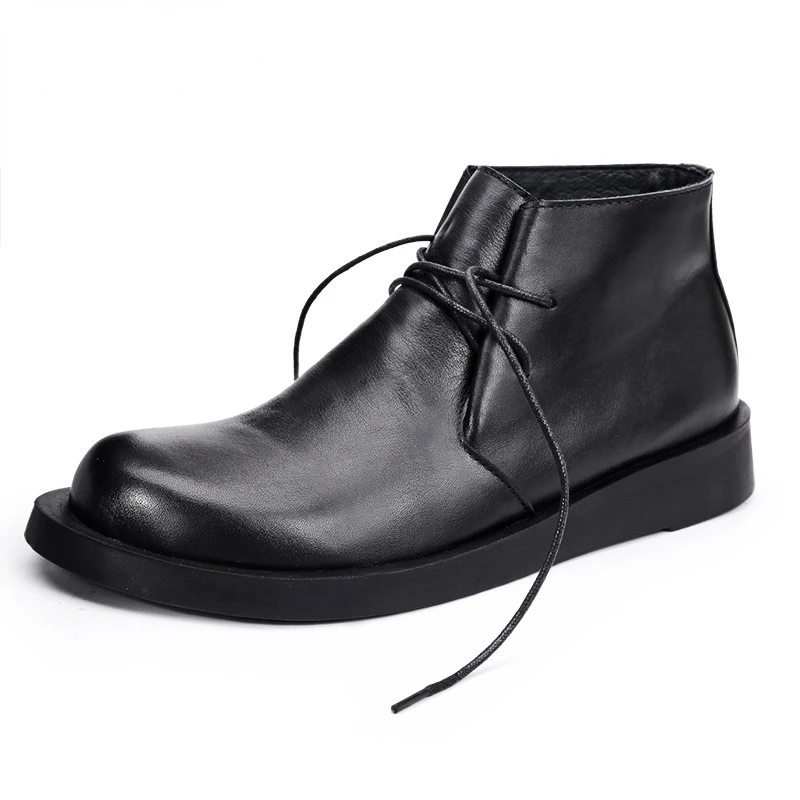 Men Shoes Oxford - Męskie botki oksfordki ze skóry naturalnej