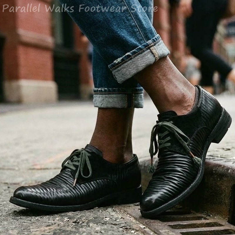 Męskie plisowane skórzane buty – Men Shoes Oxford recenzja i cena