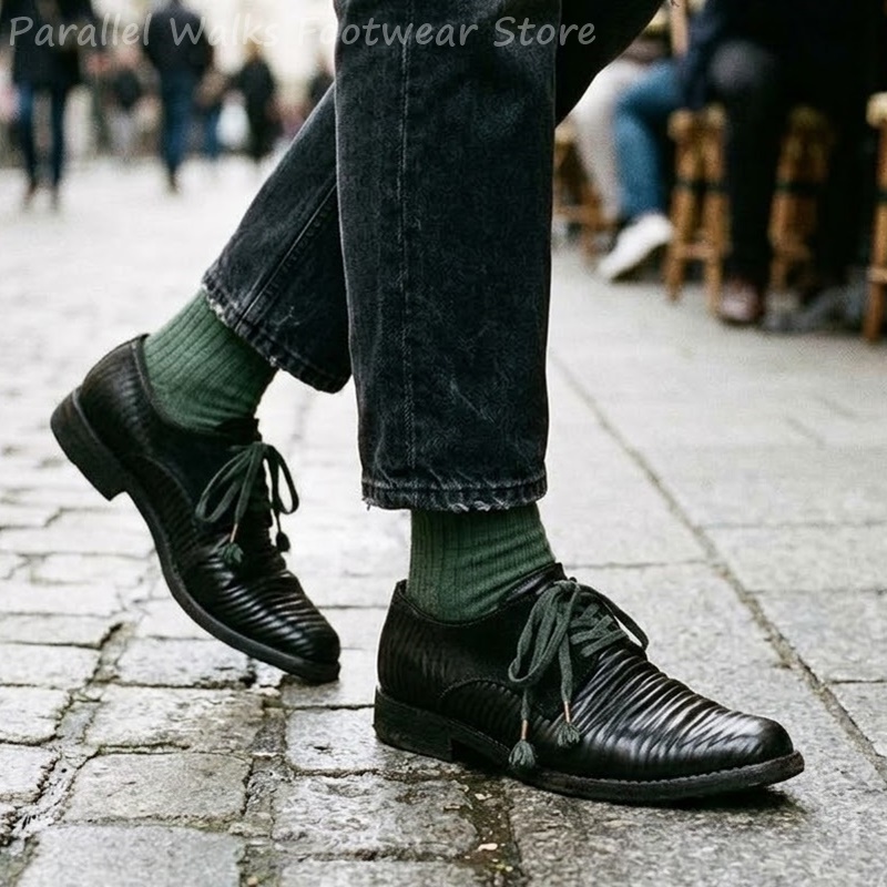 Męskie plisowane skórzane buty – Men Shoes Oxford recenzja i cena