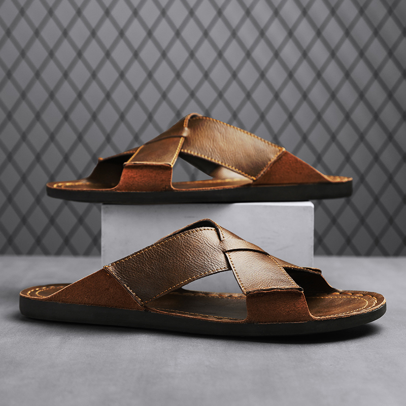 Męskie klapki ze skóry natural – Men'S Shoes Qn recenzja i cena